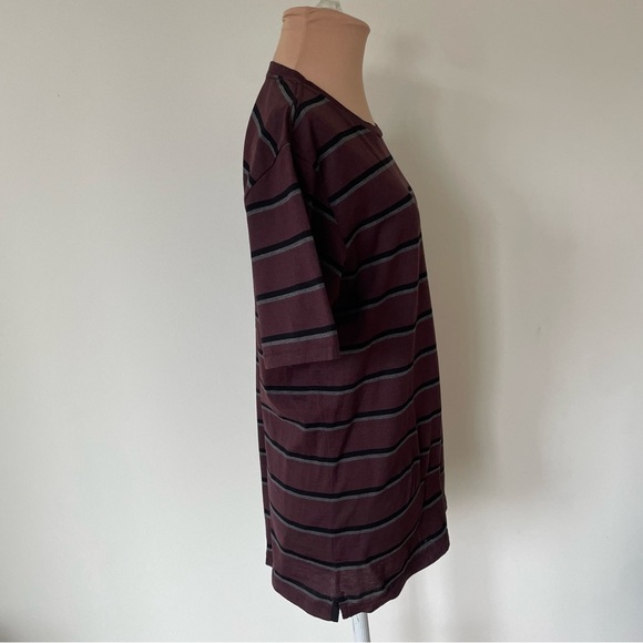 Rag & Bone Maroon Cotton Striped Short Sleeve Crewneck Tee T-Shirt EUC Size S - Picture 4 of 11